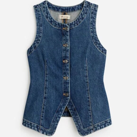 NWT Madewell Denim Crewneck Vest in Concho Wash - Size: 2 - Picture 10 of 13